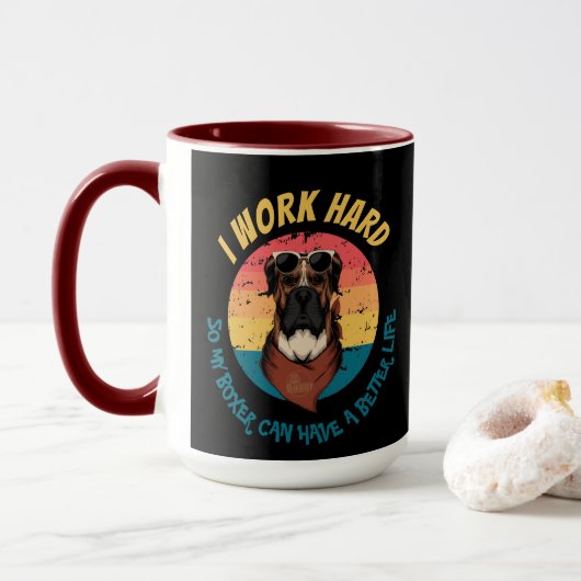 Urban Warrior BOXER  IK WERK HARD  Mok (Met donut)