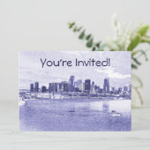 Urban Waterfront Skyline Invitation of Announcemen Kaart (Staand voorkant)