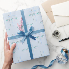 Urban Western lichtblauw tartanpatroon Cadeaupapier