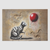 Urban Whimsy: De gestreepte kat en de rode ballon Tissuepapier (Voorkant)