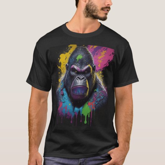 Urban Wild: Vibrant Ape Paint Splash T-shirt (Voorkant)