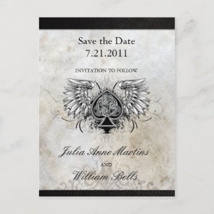 Urban Winged Celtic Knot Save the Date Briefkaarte Aankondigingskaart