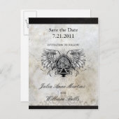 Urban Winged Celtic Knot Save the Date Briefkaarte Aankondigingskaart (Voorkant / Achterkant)