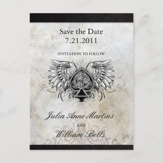 Urban Winged Celtic Knot Save the Date Briefkaarte Aankondigingskaart (Voorkant)