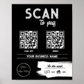 Urban zwart 2 QR codes mannelijke scan te betalen Poster (Voorkant)