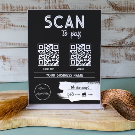 Urban zwart 2 QR codes mannelijke scan te betalen Poster