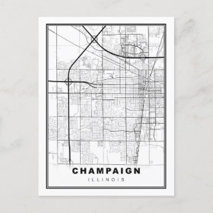 Urbana-Champaign Map Briefkaart