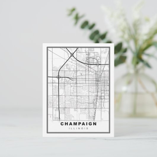 Urbana-Champaign Map Briefkaart (Staand voorkant)
