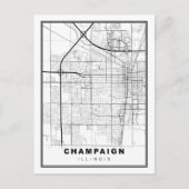 Urbana-Champaign Map Briefkaart (Voorkant)