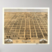 Urbana Illinois 1869 Antiek Panoramic Map Poster (Voorkant)