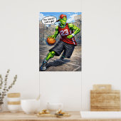 Urbane buitenaardse basketballer - Comicstijl kuns Poster (Keuken)