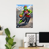 Urbane buitenaardse basketballer - Comicstijl kuns Poster (Thuiskantoor)