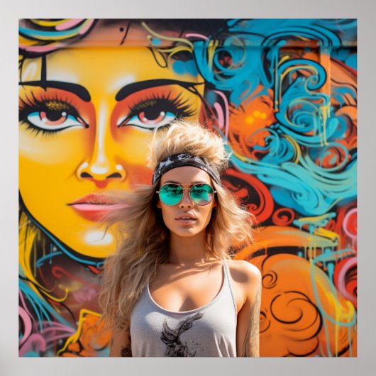 Urbaner Chic – mit Graffiti-Kunst und Model Poster (Voorkant)