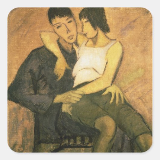 Urbanite Couple, 1920 (olie op canvas) Vierkante Sticker (Voorkant)