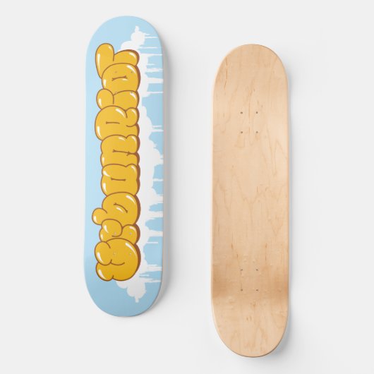 UrbanRiot Graffiti Clouds Deck Persoonlijk Skateboard (Voorkant)