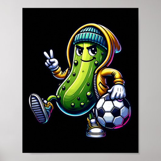 Urbyn Pickle Voetbalspeler Cool Cartoon Vibes Poster (Voorkant)