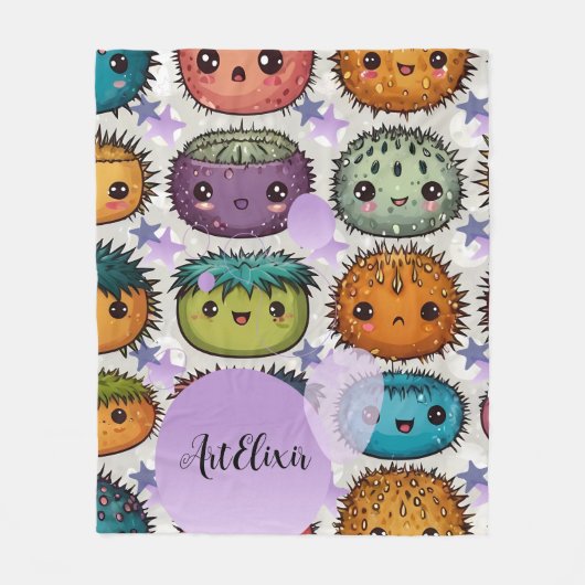 Urchin met Sterren Print Fleece Deken (Voorkant)