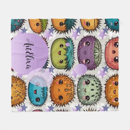 Urchin met Sterren Print Fleece Deken (Voorkant (Horizontaal))