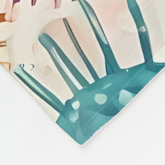 Urchin Waterverf Print Fleece Deken (Hoek)