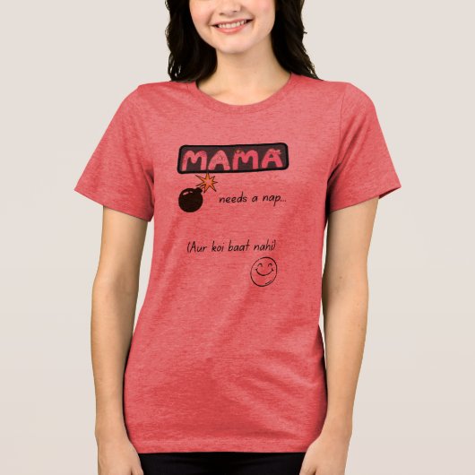 Urdu Funny Mom Life Tri-Blend Shirt (Voorkant)