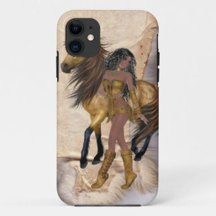 Ureinwohner-Prinzessin und Pferd iPhone 11 Hoesje