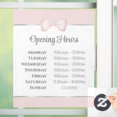 Uren Coquette Roze Strik Openingstijden Raamsticker (Huis)