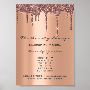 Uren Make-up Wimper Salon Drip  Prijslijst Poster