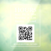 Uren Open Bord, QR Code, Bericht Witte Tekst Helde Raamsticker (Vel 3)