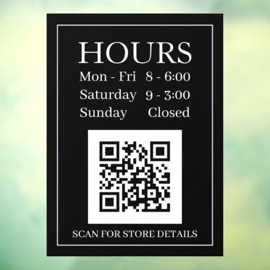 Uren open Code QR van het Teken, de Witte Tekst va Raamsticker (Vel 3)