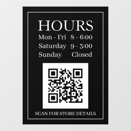 Uren open Code QR van het Teken, de Witte Tekst va Raamsticker (Vel)