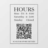 Uren Open Teken, Genereer QR-code, Bericht, Zwart Raamsticker (Vel)