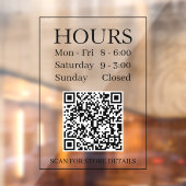 Uren Open Teken, Genereer QR-code, Bericht, Zwart Raamsticker (Vel 2)