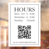 Uren open Teken, QR Code, Berichttekst Zwart Wit Raamsticker (Vel 2)