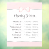 Uren Roze Strik Openingstijden Raamsticker (Vel 3)