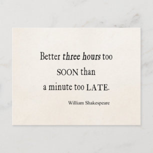 Uren te snel te laat Shakespeare Quote Briefkaart