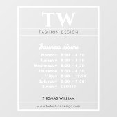 Uren van Bedrijfsopening Wit Transparant Raamsticker (Vel)