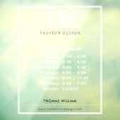 Uren van Bedrijfsvoering Mode Wit Transparant Raamsticker (Vel 3)