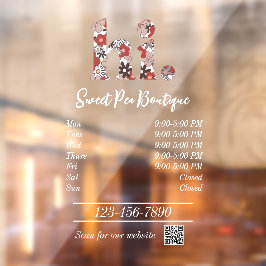 Uren van de Cute Boutique Raamsticker