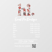 Uren van de Cute Boutique Raamsticker (Vel)