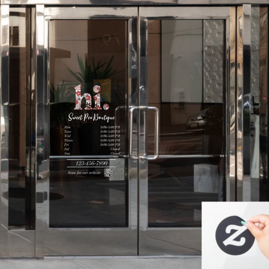 Uren van de Cute Boutique Raamsticker (Kantoordeur)