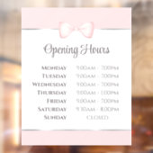 Uren van opening Roze strik Coquette Raamsticker (Vel 2)