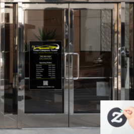 Uren van professionele autopoets- en autowasbedrij raamsticker