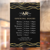 Uren van Schoonheidssalon Black & Gold Marble Agat Raamsticker (Vel 2)