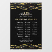 Uren van Schoonheidssalon Black & Gold Marble Agat Raamsticker (Vel)