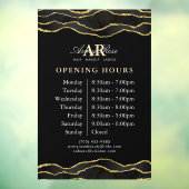 Uren van Schoonheidssalon Black & Gold Marble Agat Raamsticker (Vel 3)