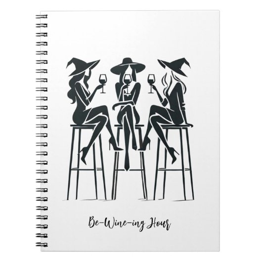Uren van Wijn,Elitair Heksen Wijn Avond,Modern Notitieboek (Voorkant)