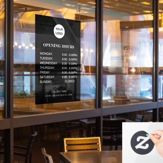 Uren van witte bedrijfsopening Eenvoudig modern sc Raamsticker (Restaurant Raam)