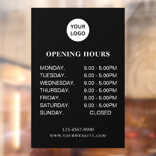 Uren van witte bedrijven Eenvoudig moderne script  Raamsticker (Vel 2)