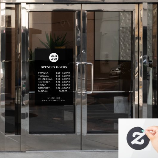 Uren van witte bedrijven Eenvoudig moderne script Raamsticker (Kantoordeur)