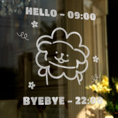 Uren van witte knuffige huisdierverzorging op raam raamsticker